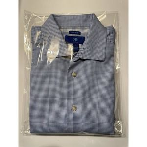 NWOT EGARA Non Iron Mens Sz Large. Long Sleeve Blue Houndstooth Twill.